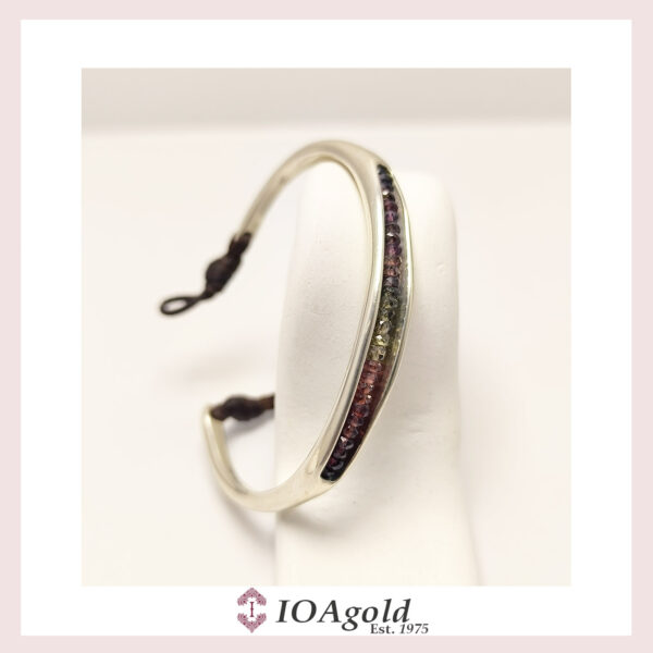 Silver 925 cuff with red stones