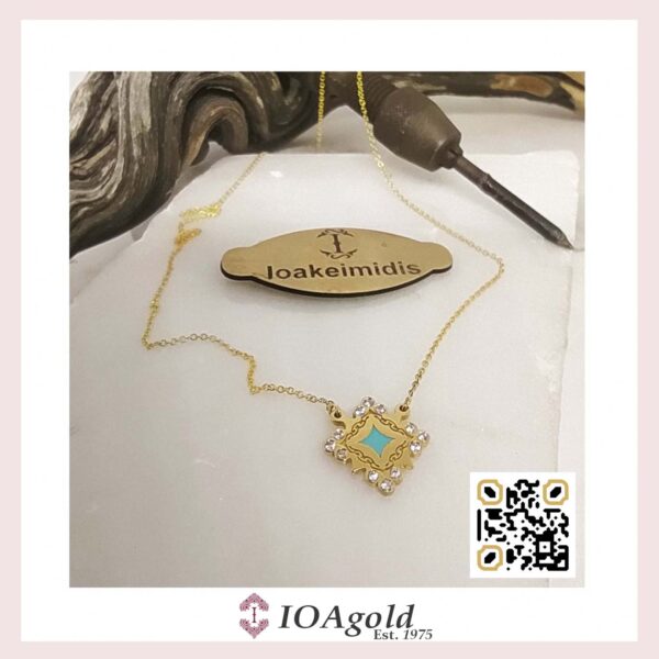 Gold 14k pendant – Psw1.turq chain attached