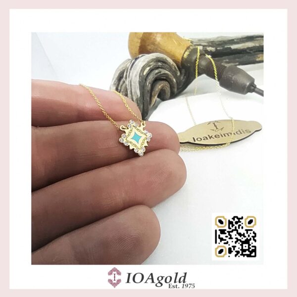 Gold 14k pendant – Psw1.turq chain attached