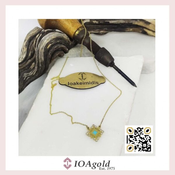 Gold 14k pendant – Psw1.turq chain attached