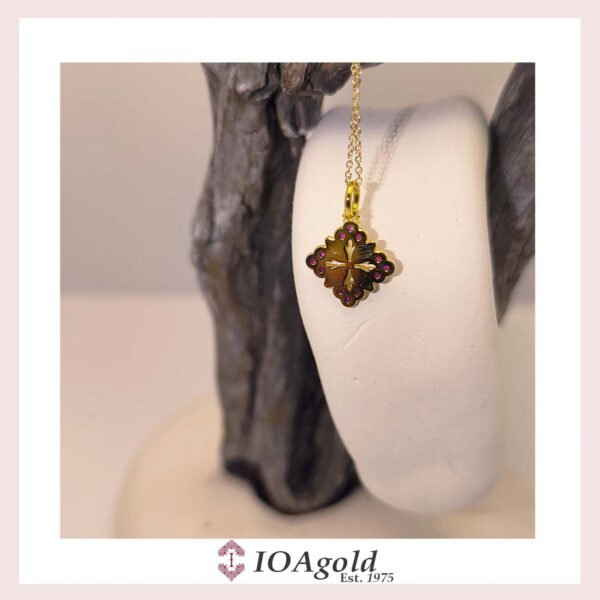 Gold pendant – Psw2.b-white-ruby stones