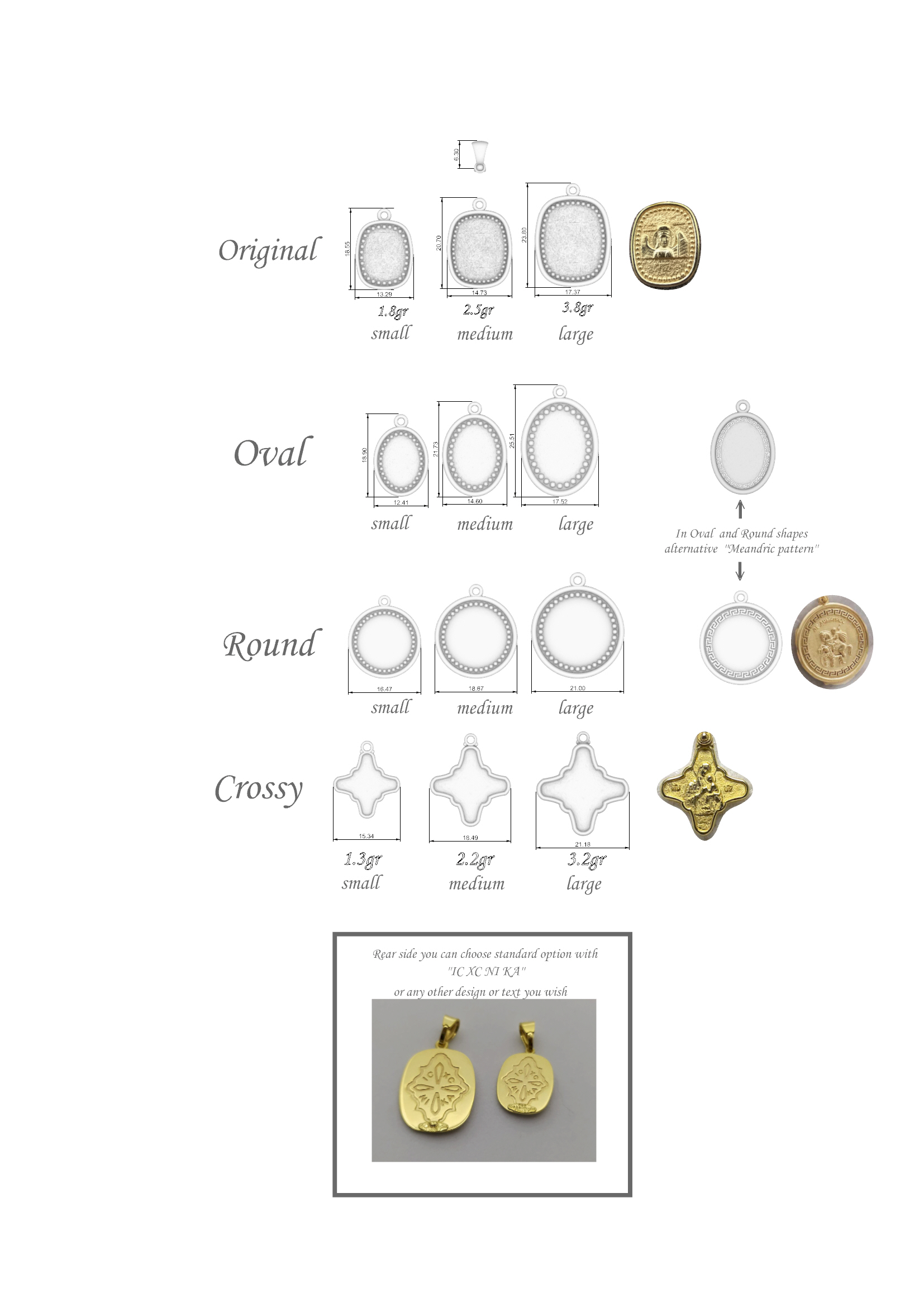 Saint pendants – presentation – IOA frame – images